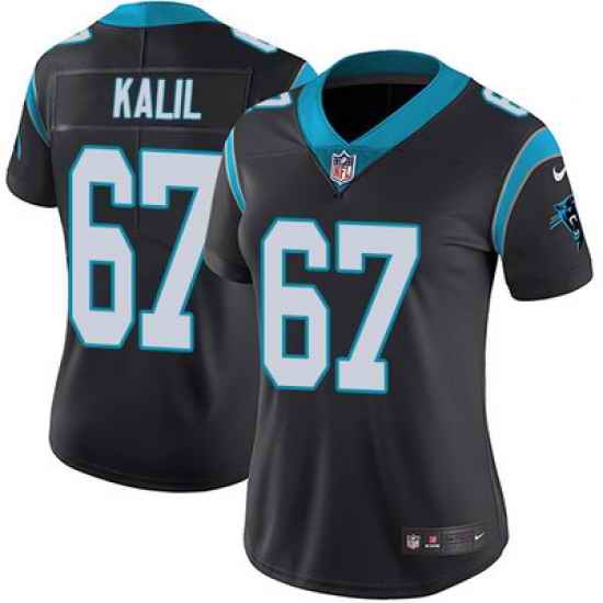 Nike Panthers #67 Ryan Kalil Black Team Color Womens Stitched NFL Vapor Untouchable Limited Jersey